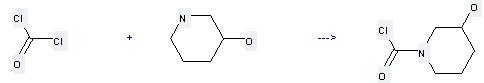 3-Hydroxypiperidine can be used to produce 3-hydroxy-piperidine-1-carbonyl chloride at the temperature of -65 °C